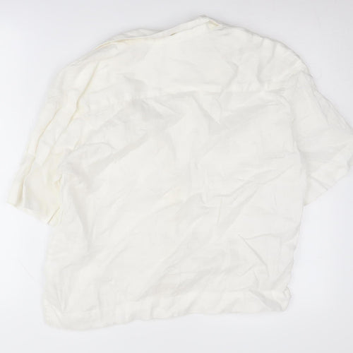 H&M Women's White Linen Button-Up Shirt S