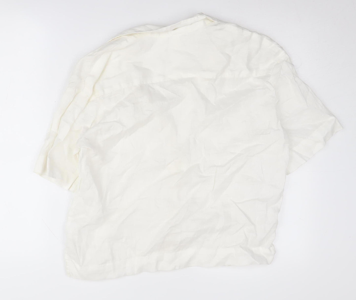 H&M Women's White Linen Button-Up Shirt S