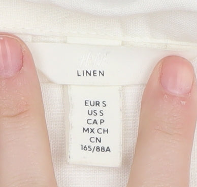 H&M Women's White Linen Button-Up Shirt S