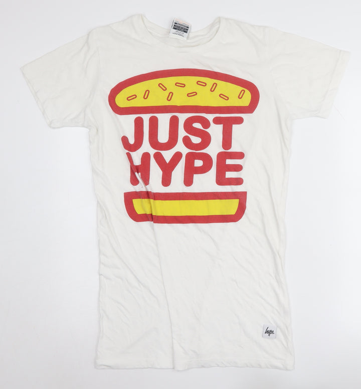 Hype Men's White Graphic Print T-Shirt Size S