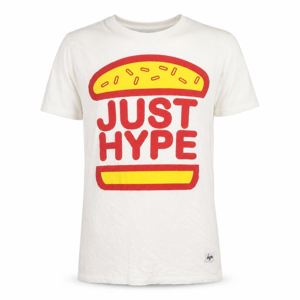 Front view of Hype Men's White Graphic Print T-Shirt, size S