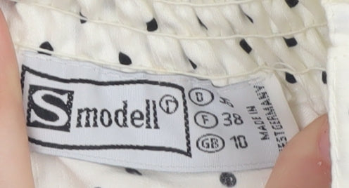 Smodell Women's White Polka Dot Pleated Skirt Size 10