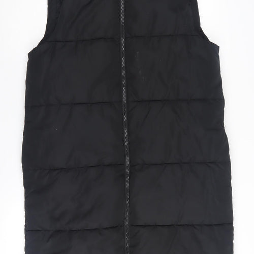 ONLY Women's Black Long Hooded Padded Waistcoat S