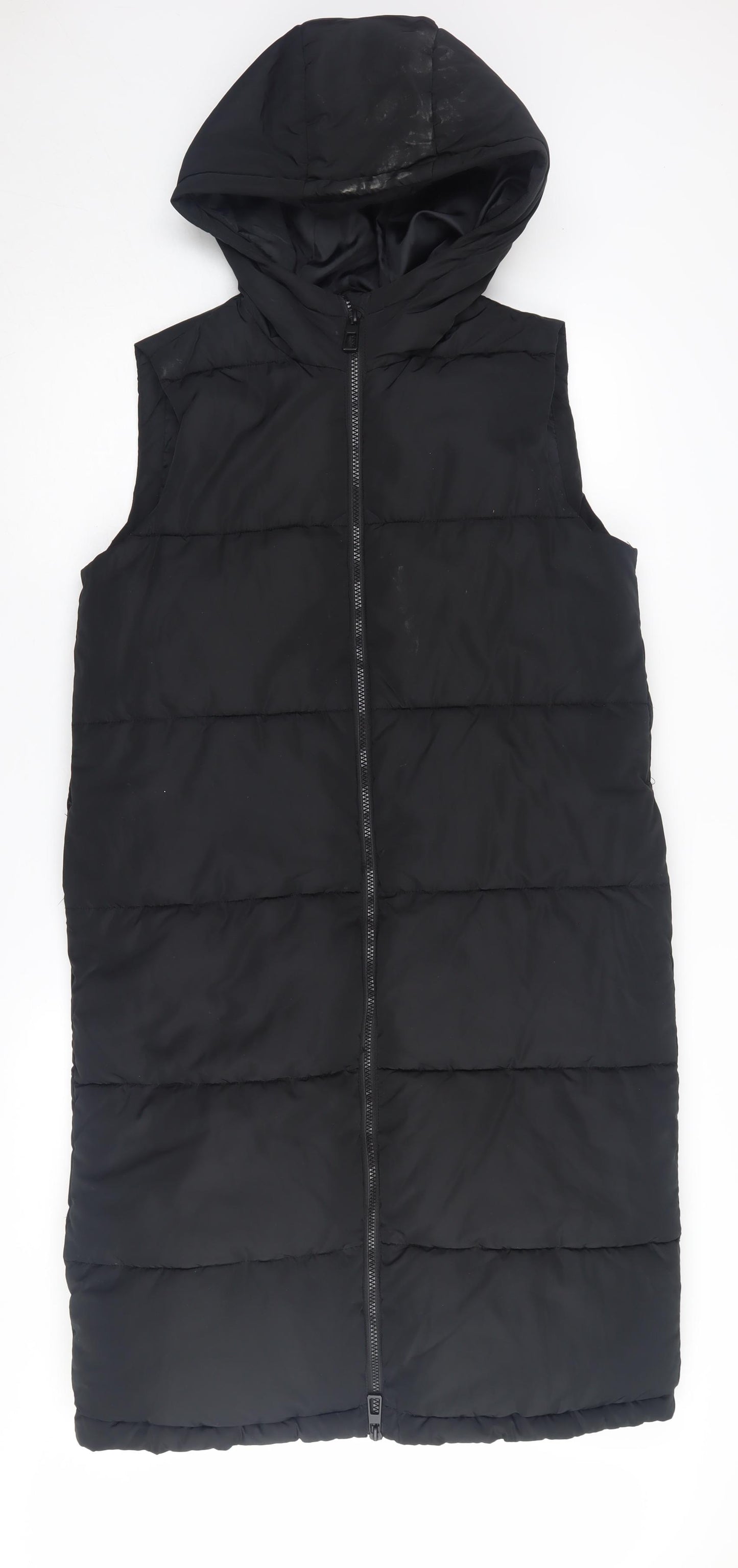 ONLY Women's Black Long Hooded Padded Waistcoat S