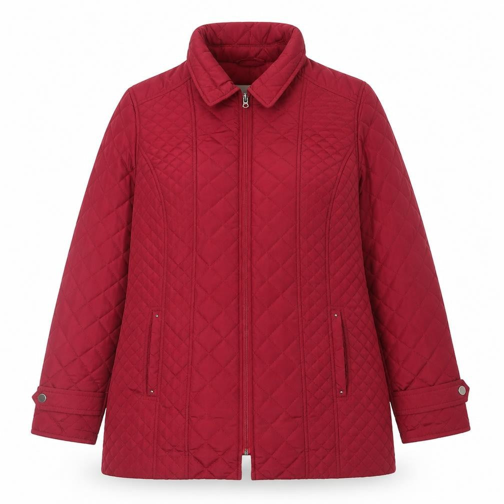 Front view of Marks & Spencer Women's Red Quilted Jacket, size 16