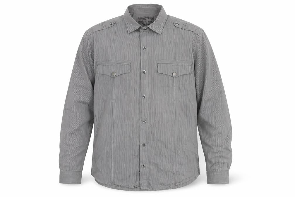 Front view of Men's Next Grey Striped Button-Up Cotton Shirt