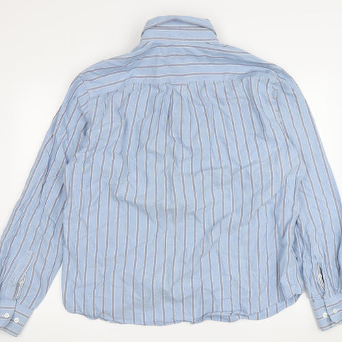 Marks and Spencer Blue Men's Striped Button-Up Shirt L