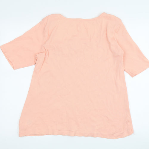 Lands' End Women's Pink 3/4 Sleeve Top - Size L