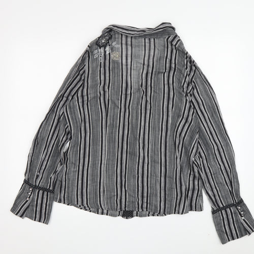 Marks and Spencer Women's Black Striped Button-Up Shirt