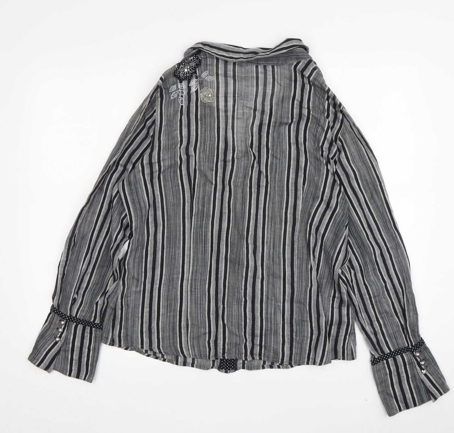 Marks and Spencer Women's Black Striped Button-Up Shirt