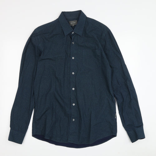 Peter Werth Men's Blue Floral Button-Up Shirt, Size M