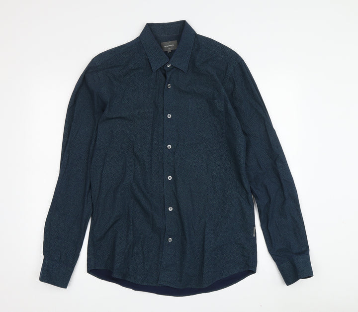 Peter Werth Men's Blue Floral Button-Up Shirt, Size M