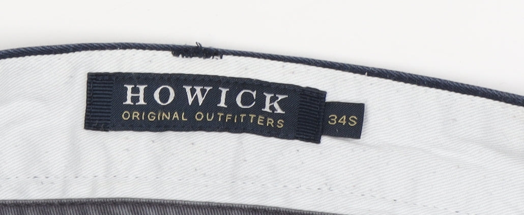 Howick Men's Blue Chino Trousers 34 S Regular Fit