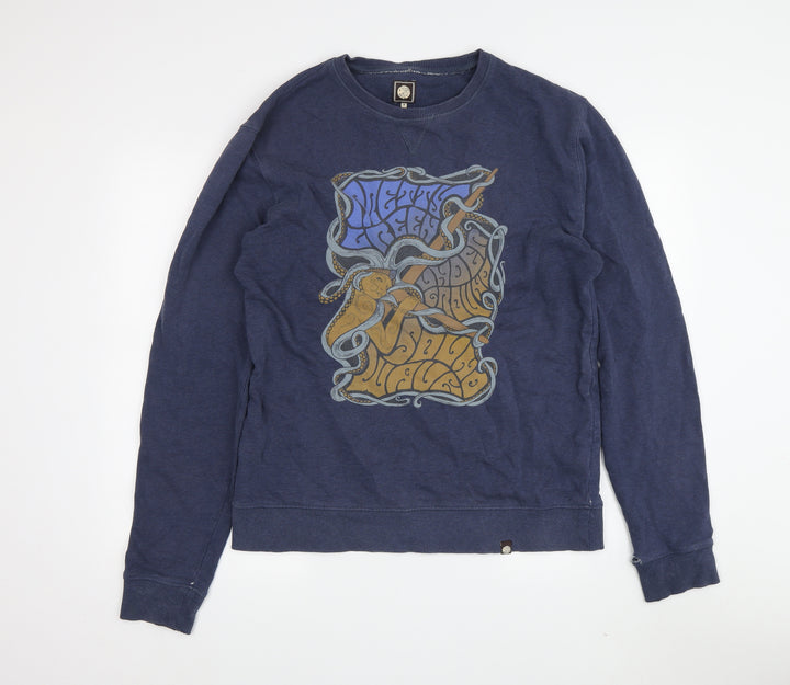 Pretty Green Men's Blue Graphic Pullover Sweatshirt, S