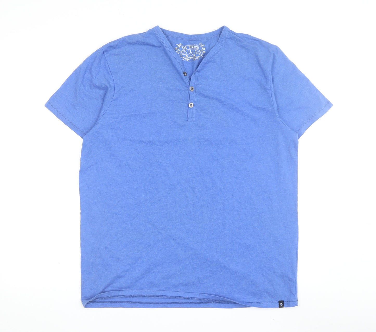 Red Herring Men's Blue Henley T-Shirt Size L Classic Fit