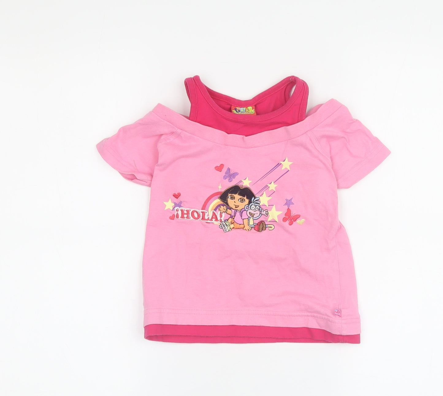 Mothercare Girls Pink Dora Explorer T-Shirt 3-4 Years Cotton Graphic