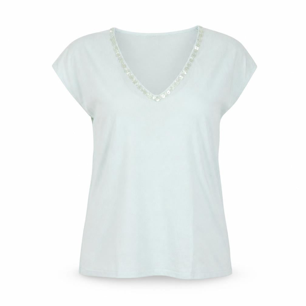 Front view of Planet Green Sequin V-Neck Sleeveless Top - Women's L