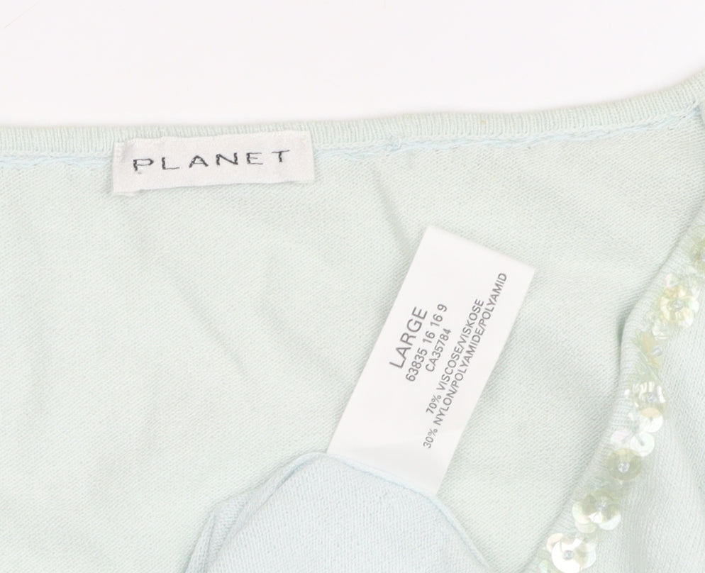 Planet Green Sequin V-Neck Sleeveless Top - Women's L