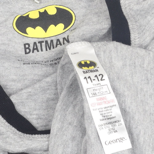 George Boys Batman Graphic T-Shirt Grey Black 11-12 Yrs