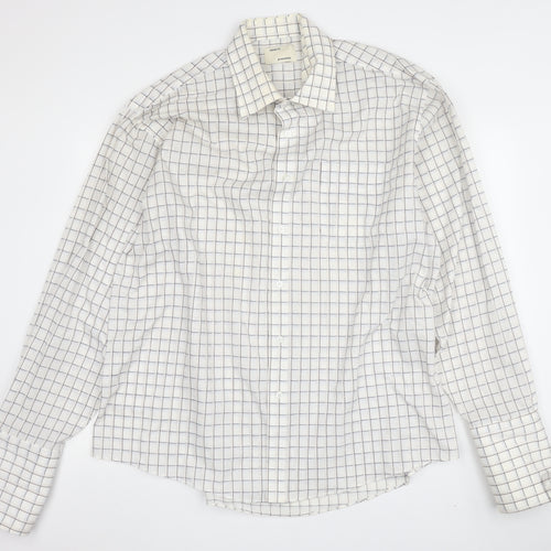 Greenwoods Men's White Check Long Sleeve Dress Shirt