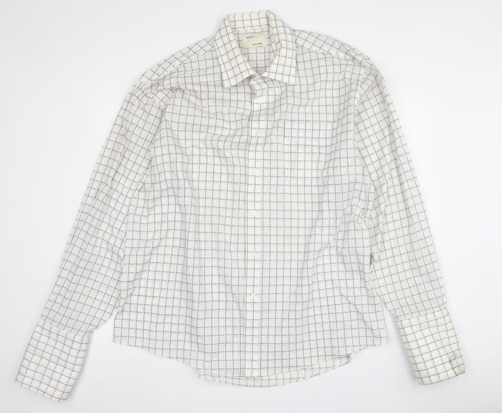Greenwoods Men's White Check Long Sleeve Dress Shirt