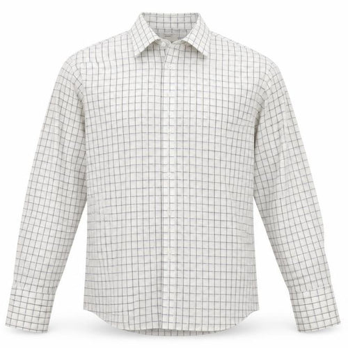 Greenwoods Men's White Check Long Sleeve Dress Shirt