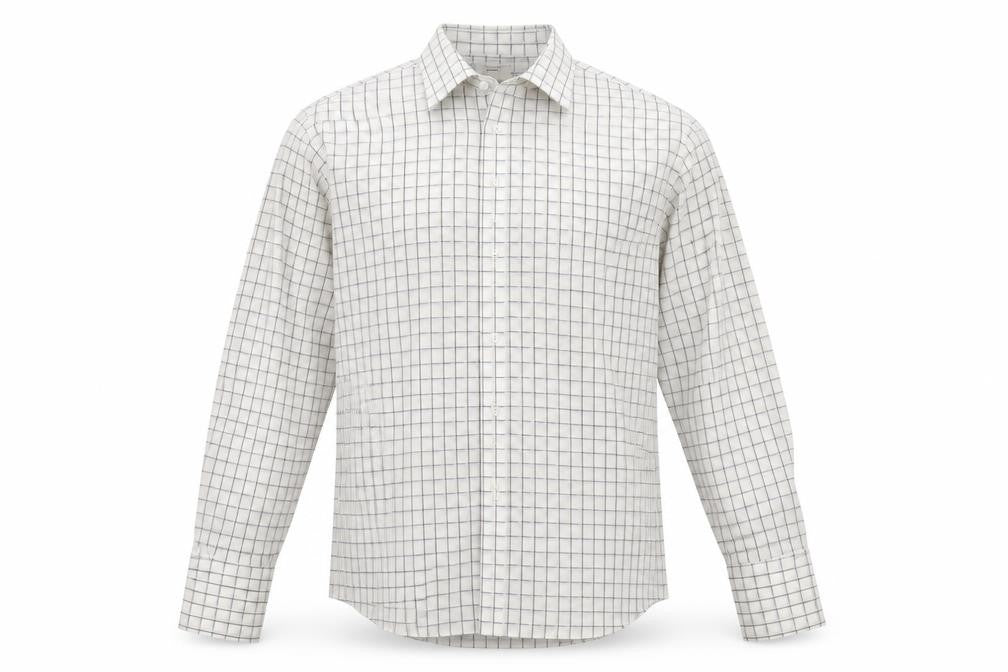 Greenwoods Men's White Check Long Sleeve Dress Shirt