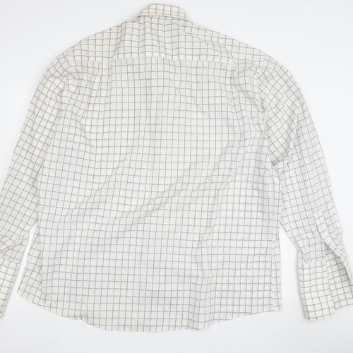 Greenwoods Men's White Check Long Sleeve Dress Shirt