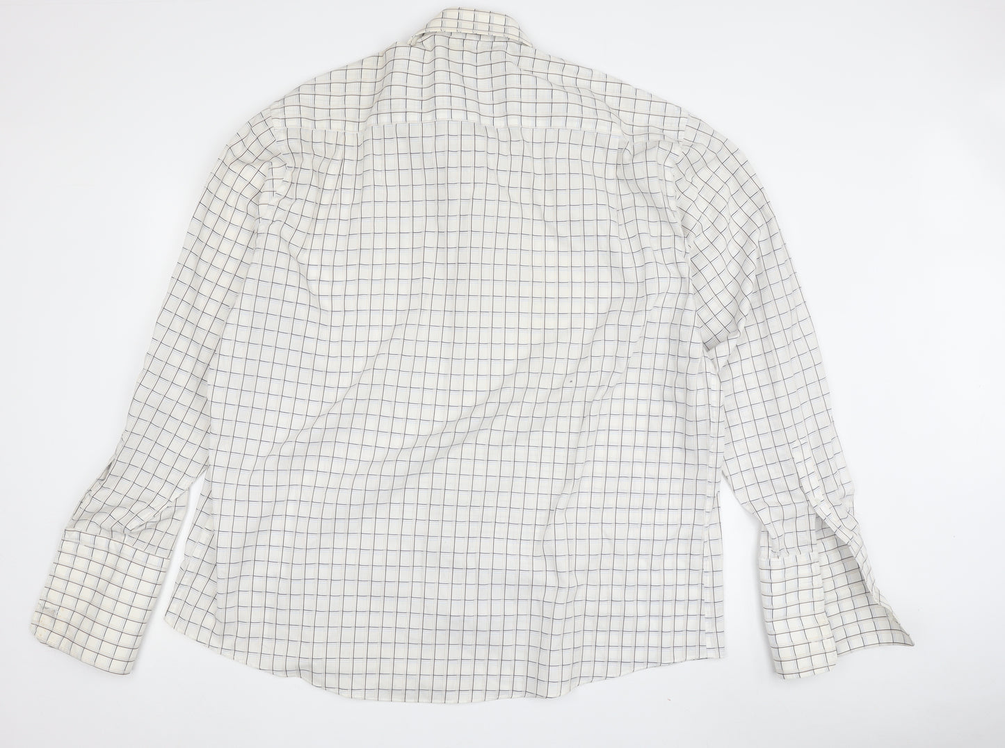 Greenwoods Men's White Check Long Sleeve Dress Shirt