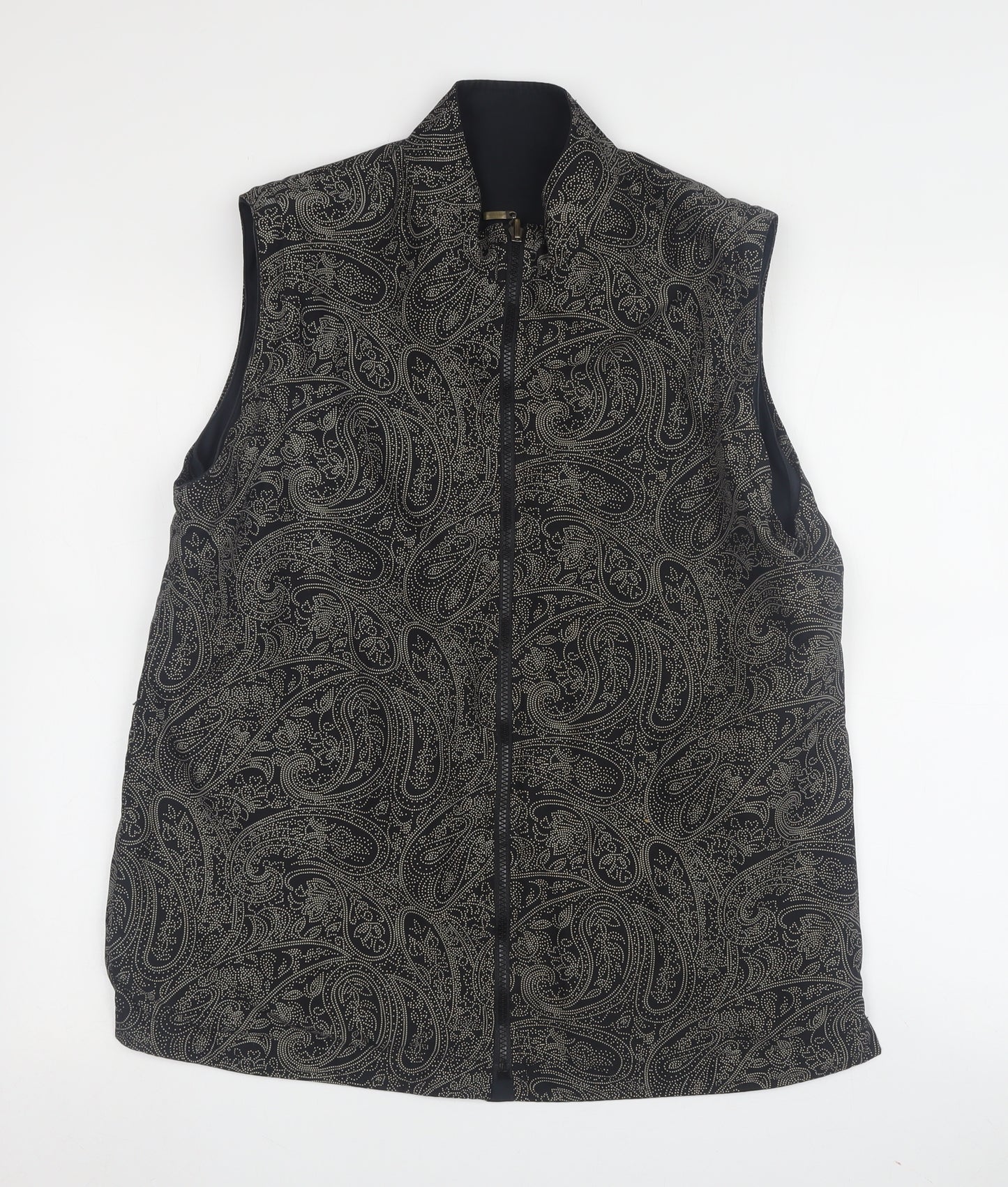 Women's Black Paisley Sleeveless Waistcoat Size 14