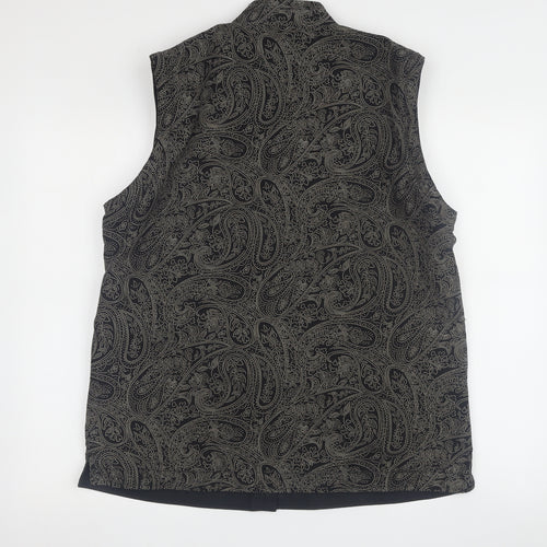 Women's Black Paisley Sleeveless Waistcoat Size 14