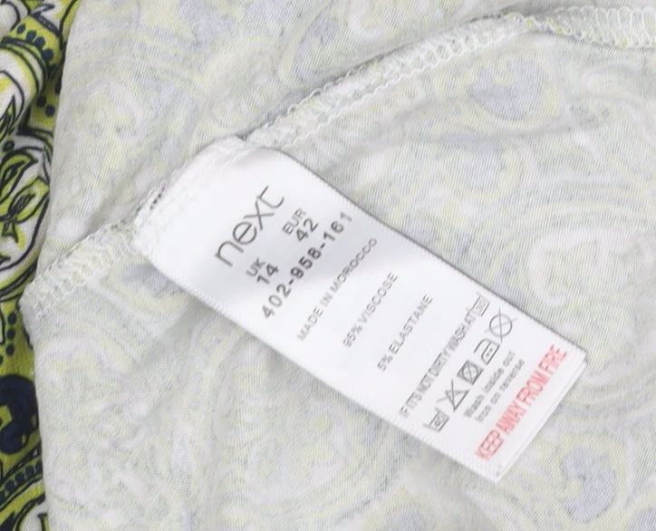 Next Women's Green Geometric Sleeveless Dress