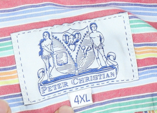 Peter Christian Men's Multicoloured 4XL Striped Shirt
