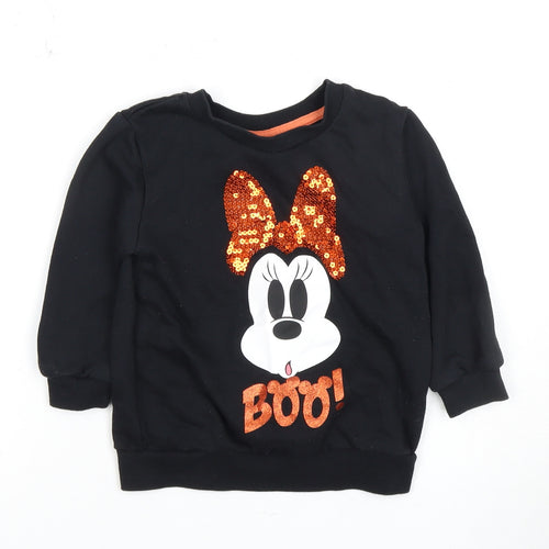 Disney Girls' Black Minnie Sequin Pullover Sweatshirt 2-3 Years