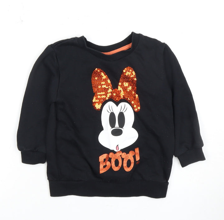 Disney Girls' Black Minnie Sequin Pullover Sweatshirt 2-3 Years