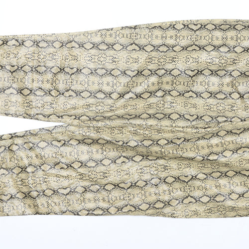 PrettyLittleThing Beige Snake Print Women's Trousers, Size 12