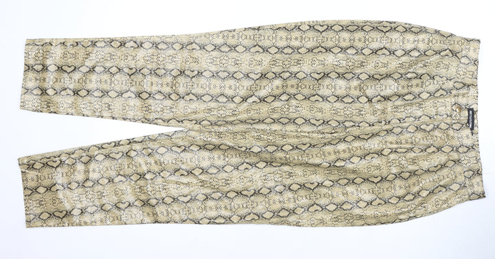 PrettyLittleThing Beige Snake Print Women's Trousers, Size 12