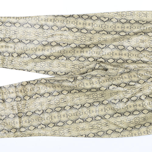 PrettyLittleThing Beige Snake Print Women's Trousers, Size 12