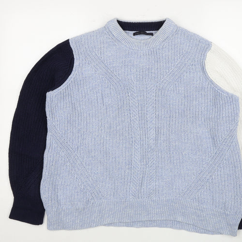 Marks and Spencer Women's Blue Crew Neck Pullover Jumper L