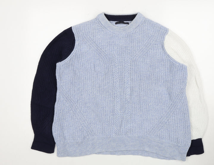 Marks and Spencer Women's Blue Crew Neck Pullover Jumper L