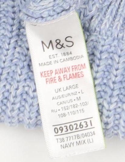 Marks and Spencer Women's Blue Crew Neck Pullover Jumper L