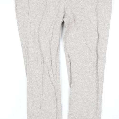 Next Women's Grey Floral Trousers Petites Size 14