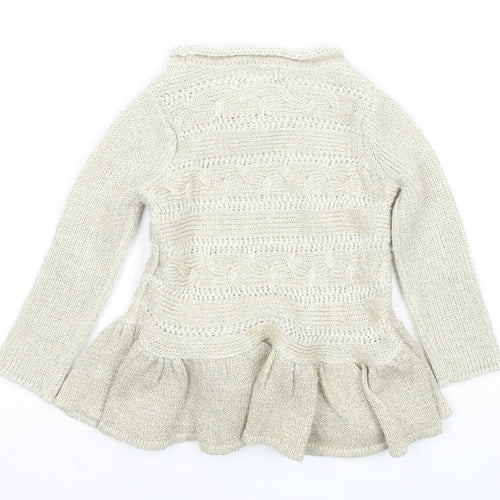 Guess Girls Ivory Pullover Jumper, Size 2 Years, Ruffle Accents
