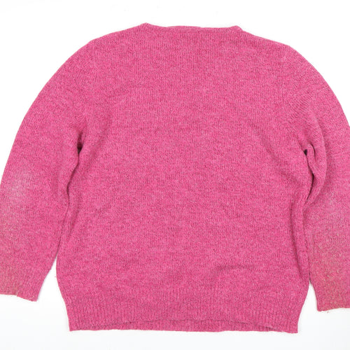 Damart Women's Pink Jumper Large, Embroidered Knit