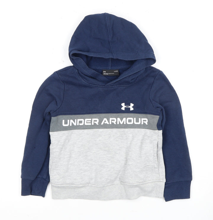 Under Armour Boys Blue Grey Pullover Hoodie 3-4 Years