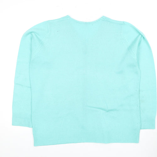 Damart Women's Blue V-Neck Acrylic Pullover Jumper