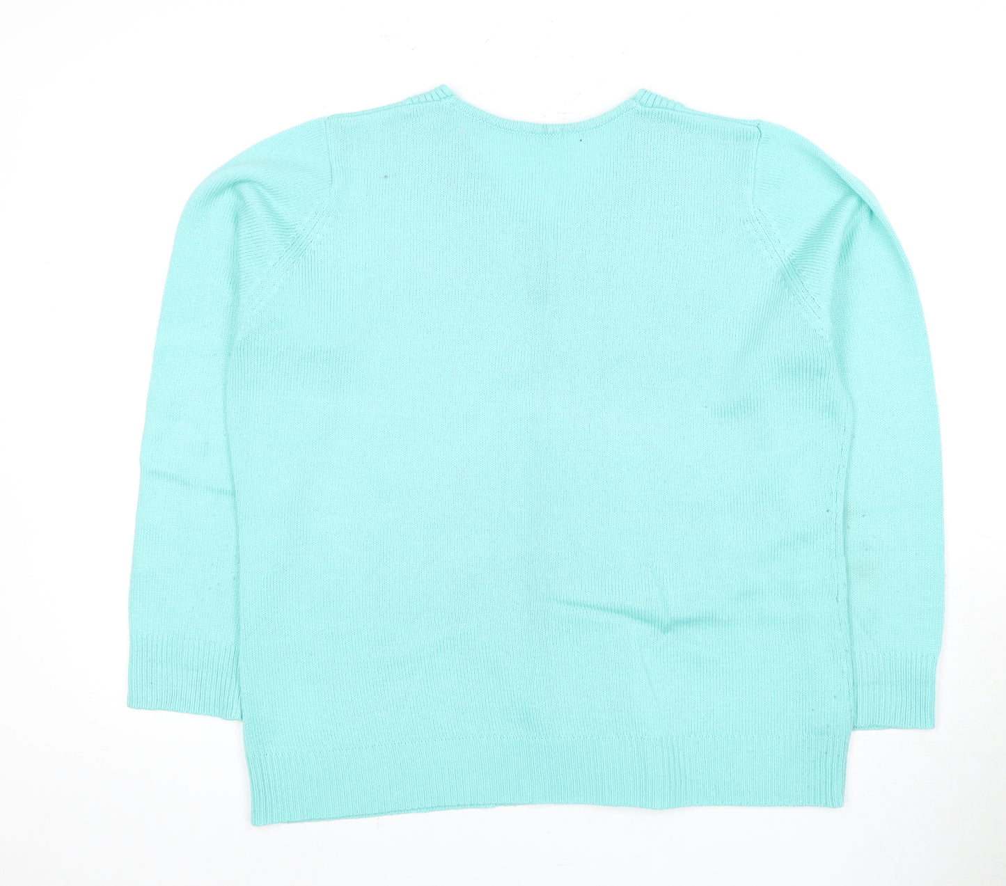 Damart Women's Blue V-Neck Acrylic Pullover Jumper