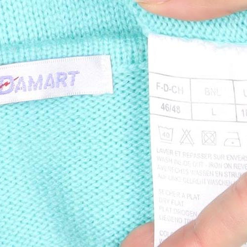 Damart Women's Blue V-Neck Acrylic Pullover Jumper