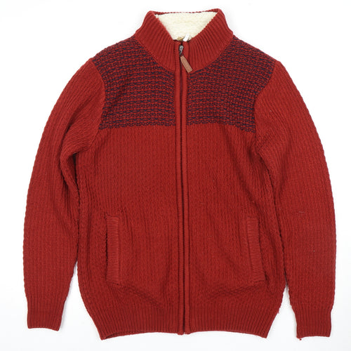 Cotton Traders Red Full Zip Jumper S Unisex Adult