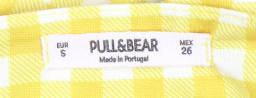 Pull&Bear Women Yellow Check Slip Dress XS